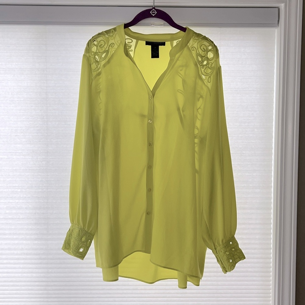 Gorgeous Grace Elements Sheer Lime Green Blouse